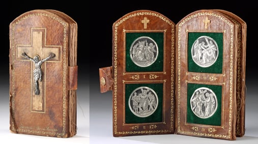 19th C. Quebec Leather Souvenir, St. Anne de Beaupre