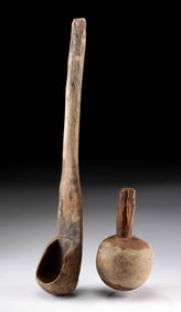 Early 20th C. Mexican Tarahumara Wood Ladle & Trompo