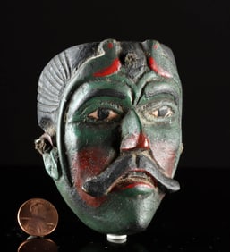 Guatemalan Painted Wood Mask Model of Tecun Uman