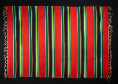 Large Mexican Wool Serape Striped Blanket