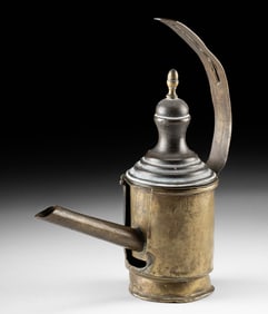 18th C. Flemish Brass Spouted Lamp - "Snotneus"