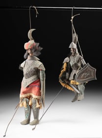 Pair of Sicilian Marionettes: Knight & Moorish Warrior