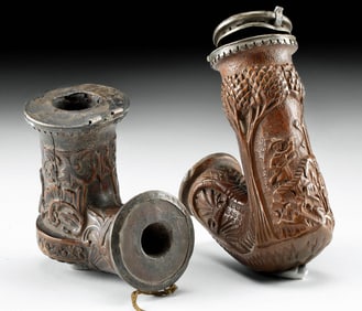 19th C. German / Austrian Wood Pipe Bowls (pr)