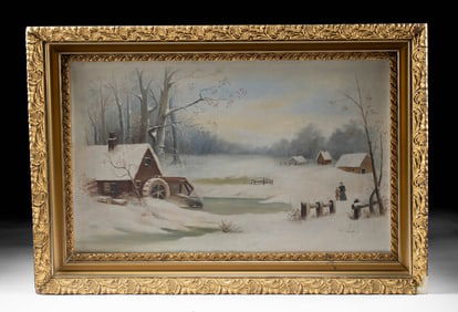 Painting of Winter Scene signed C.A.B. after Chandler