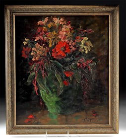 Floral Still Life Painting by T. Hesse (1922)