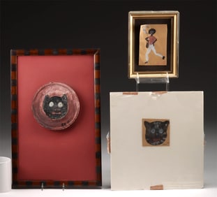 3 Paintings by Ree Brown - Cats & Smoking Woman