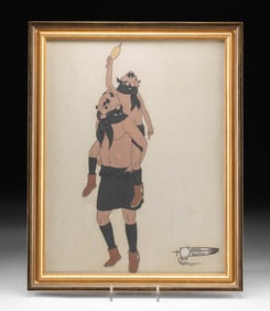 Johnny Secatero Mixed Media - "Mud Heads" ca. 1960