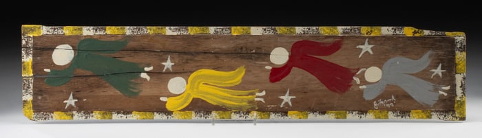 Folk Art Painting by J. Frank - Angels & Stars (1999)