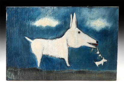 Rose Walton Painting - "Bad White Dogs / Stolen Object"