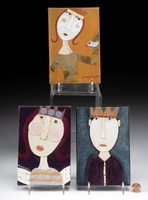 Three C. Friedrichsen Royal Portrait Collage Paintings