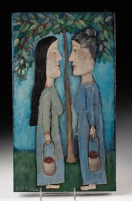 Rose Walton Painting - "Cherry Pickers"