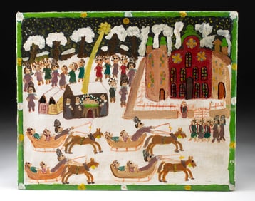 Tadeusz Zak Painting - Snowy Christmas Sleigh Ride