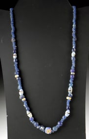 Ancient Roman-Phoenician Cobalt Glass Bead Necklace