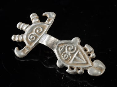 6th C. Visigothic Silver Brooch - Stylized Fibula