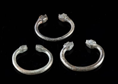 Three Achaemenid Bronze Bracelets Zoomorph Terminals