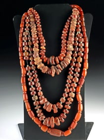 Four Ancient Amber / Copal & Faience Bead Necklaces