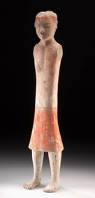 Chinese Han Dynasty Pottery Stick Figure Attendant