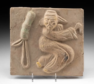 Chinese Immortal Lu Dongbin & Firecracker Funerary Tile