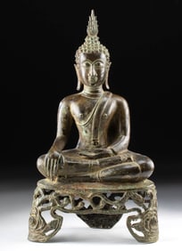 17th C. Thai Ayutthaya Copper Alloy Seated Buddha