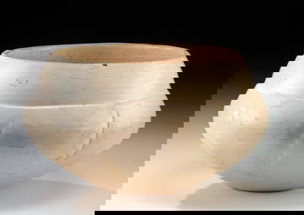 Tlatilco Pottery Tecomate Bowl - Extremely Fine & Rare!: Pre-Columbian, Central Mexico, Tlatilco culture, ca. 1200 to 800 BCE. This elegant cream-colored ceramic bowl is a strikingly rare example of early Mesoamerican ceramic artistry, known as a tecomate -