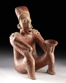 Jalisco Seated Nude Male Figure with Bowl and Mace