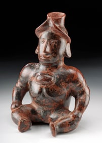 Colima Pottery Seated Dwarf Shaman Vessel
