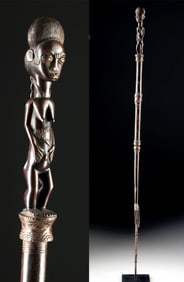 African Baule Ceremonial Staff - Nude Female Finial