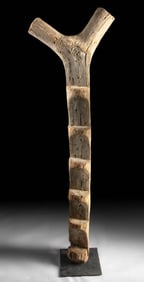 Massive African Dogon Wood Ladder - Steps & Forked Top