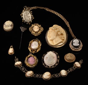 12 Victorian & Neoclassical Jewelry Pieces w/ Cameos