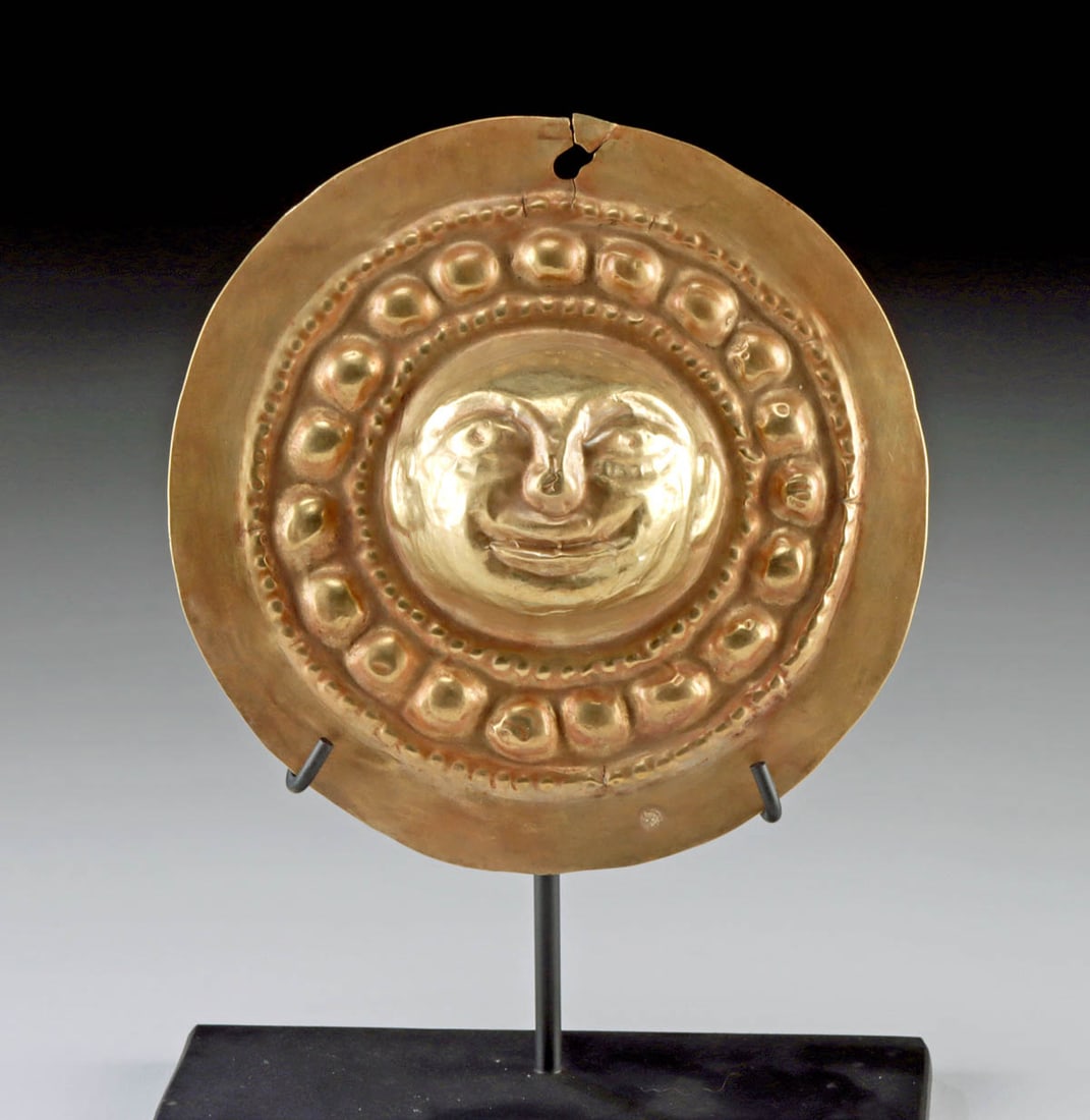 Pre-Columbian La Tolita Gold Medallion Solar Deity (1 of 4)