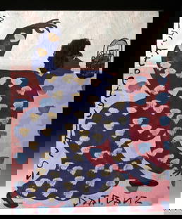 Black Joe Jackson Painting - "Dat Danz": Black Joe Jackson (American, 1922-1997). "Dat Danz" house paint on plywood, n.d. Signed down left margin and titled at lower right. A celebration in motion, "Dat Danz" is a vibrant and joy-filled pain