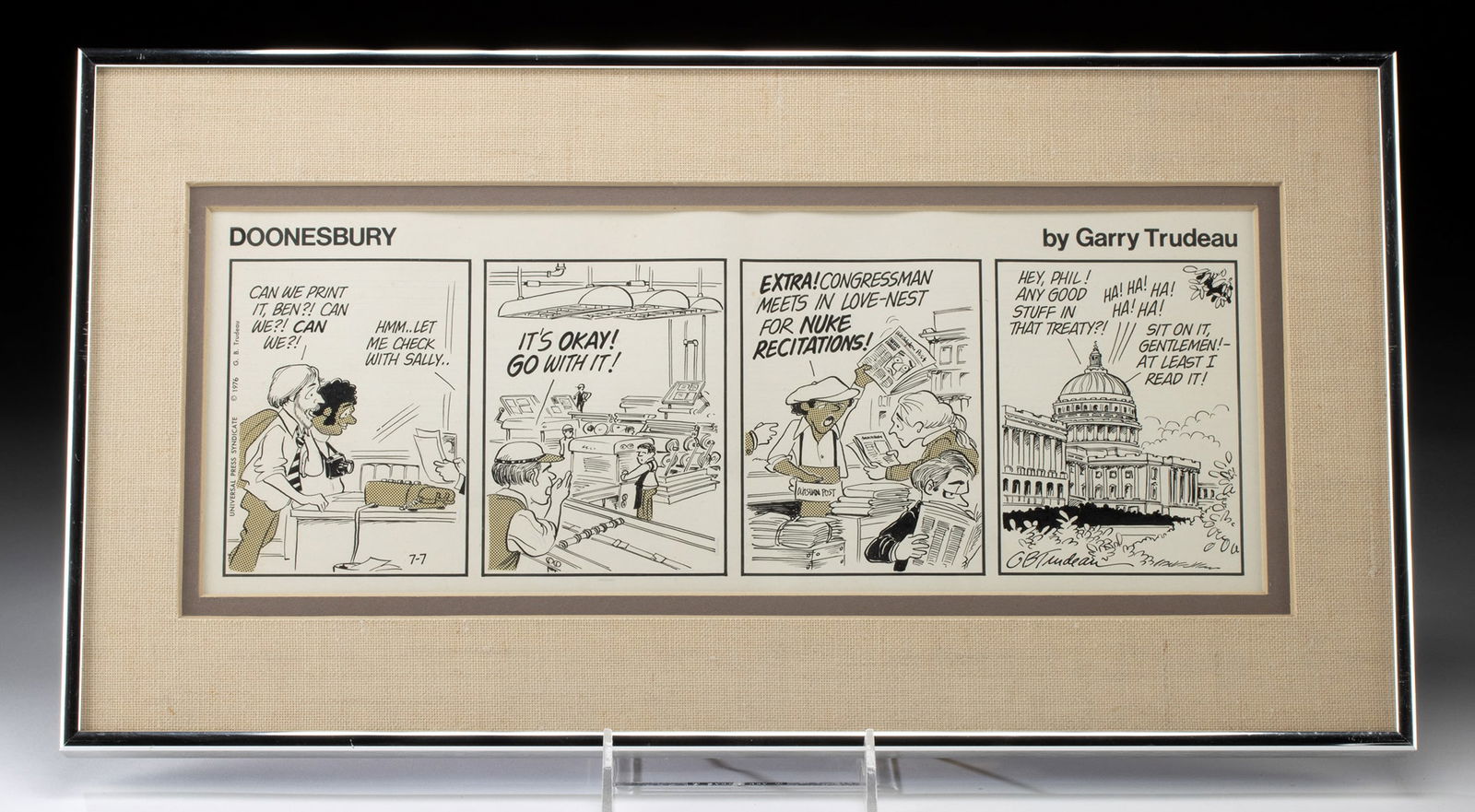 Original Gary Trudeau Doonesbury Comic - July 7, 1976 (1 of 3)