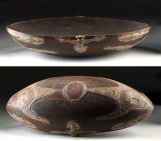 Huge Papua New Guinea Kwila Wood Feasting Bowl Balum Spirits