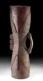 Early Papua New Guinea Sepik River Wood Kundu Drum