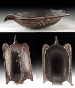 Early Papua New Guinea Wood Bowl - Styled Bird Form