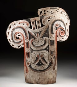 Early PNG Massim Carved Wood Rajim (Canoe Splashboard)