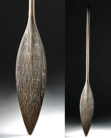 PNG Women's Wood Ceremonial Paddle - Sentani Motifs