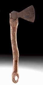 Rare 19th C. Maori Wood Tamere - Rauponga Patterns