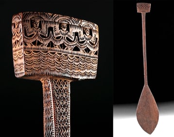 1820s Polynesian Austral Islands Incised Wood Paddle