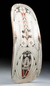19th C. PNG Massim Painted Wood Vayola (Battle Shield)