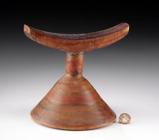 Ethiopian Gurage Wood Lathe Carved Headrest w/ Patina