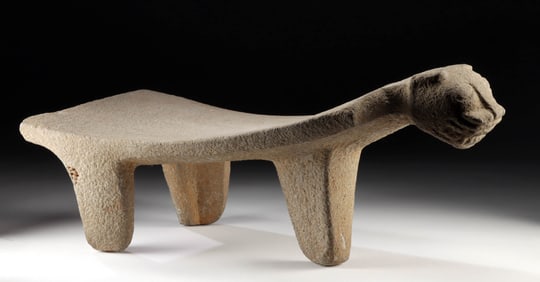 Superb Costa Rican Chorotega Jaguar-Head Stone Metate