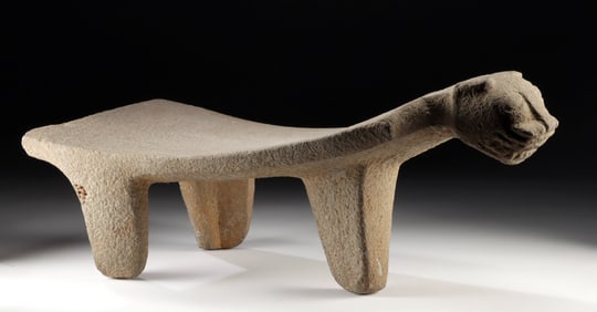 Superb Costa Rican Chorotega Jaguar-Head Stone Metate