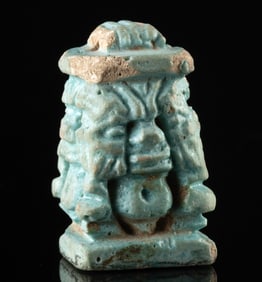 Egyptian New Kingdom Faience Four Sided Amulet of Bes
