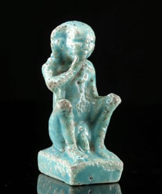 Egyptian Faience Nude Harpokrates Amulet