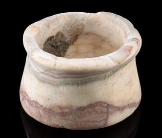 Near East or Egypt Ancient Alabaster Jar w/ Pink Veins