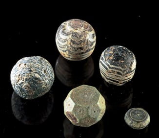 Roman-Byzantine Glass Marbles & Bronze Scale Weights
