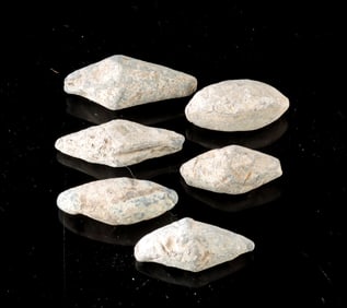 Six Roman Era Battlefield Lead Glans Sling Projectiles