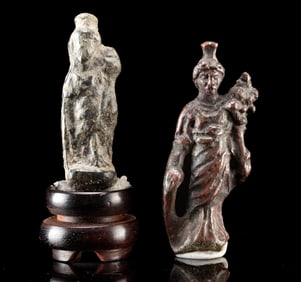 Two Miniature Roman Bronze Fortuna Amulets