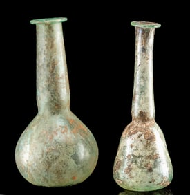 Two Ancient Roman Glass Unguentarium Vessels
